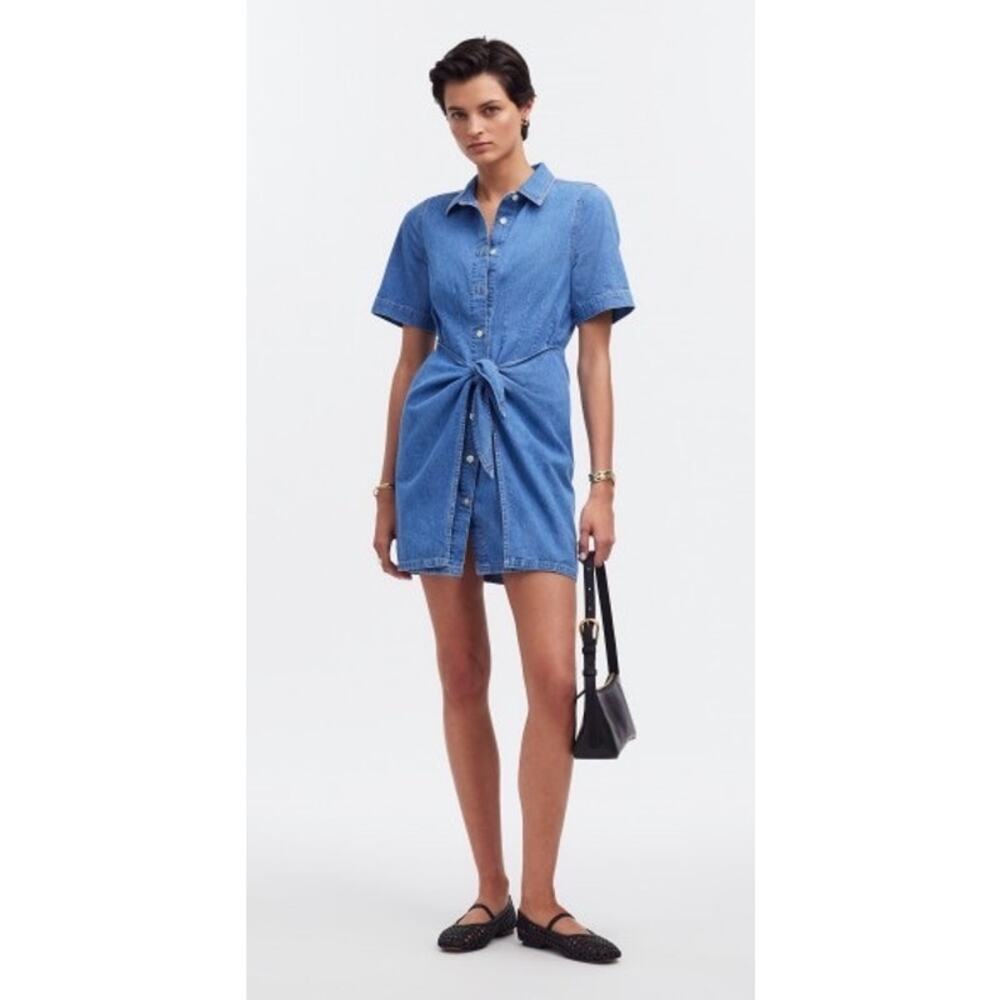Madewell Denim Overlay mini shirtdress in caulk wash size 12